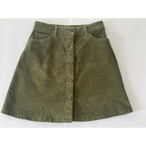 Noisy May Women’s Small Green Corduroy A Line Short Skirt Buttons